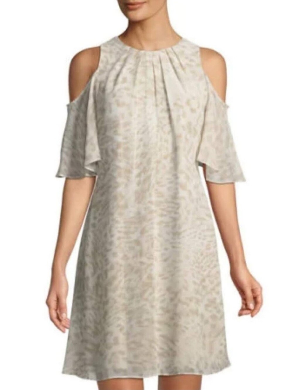 Calvin Klein Leopard Print Cold Shoulder Dress. NWT